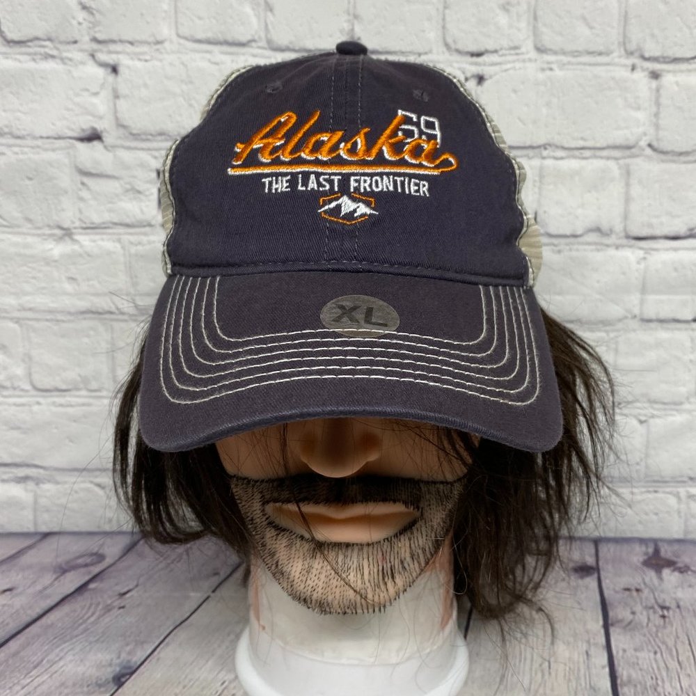 Alaska Hat Cap Snapback Gray White Trucker Mesh 59 The Last Frontier Embroidered